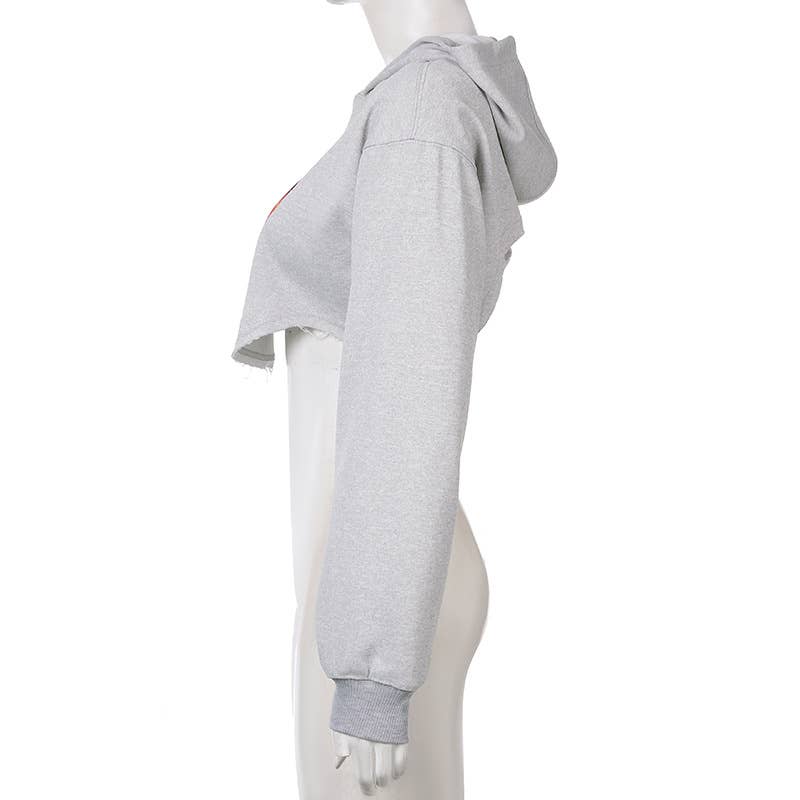 INDIVIDUAL PRINT LOOSE HOODED SHORT HOODIE