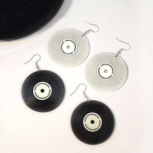 CREATIVE SIMPLE LETTER GEOMETRIC ROUND EARRINGS