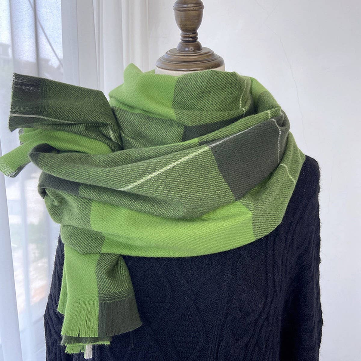 Vintage Plaid Scarf ? Long Faux Cashmere Wrap