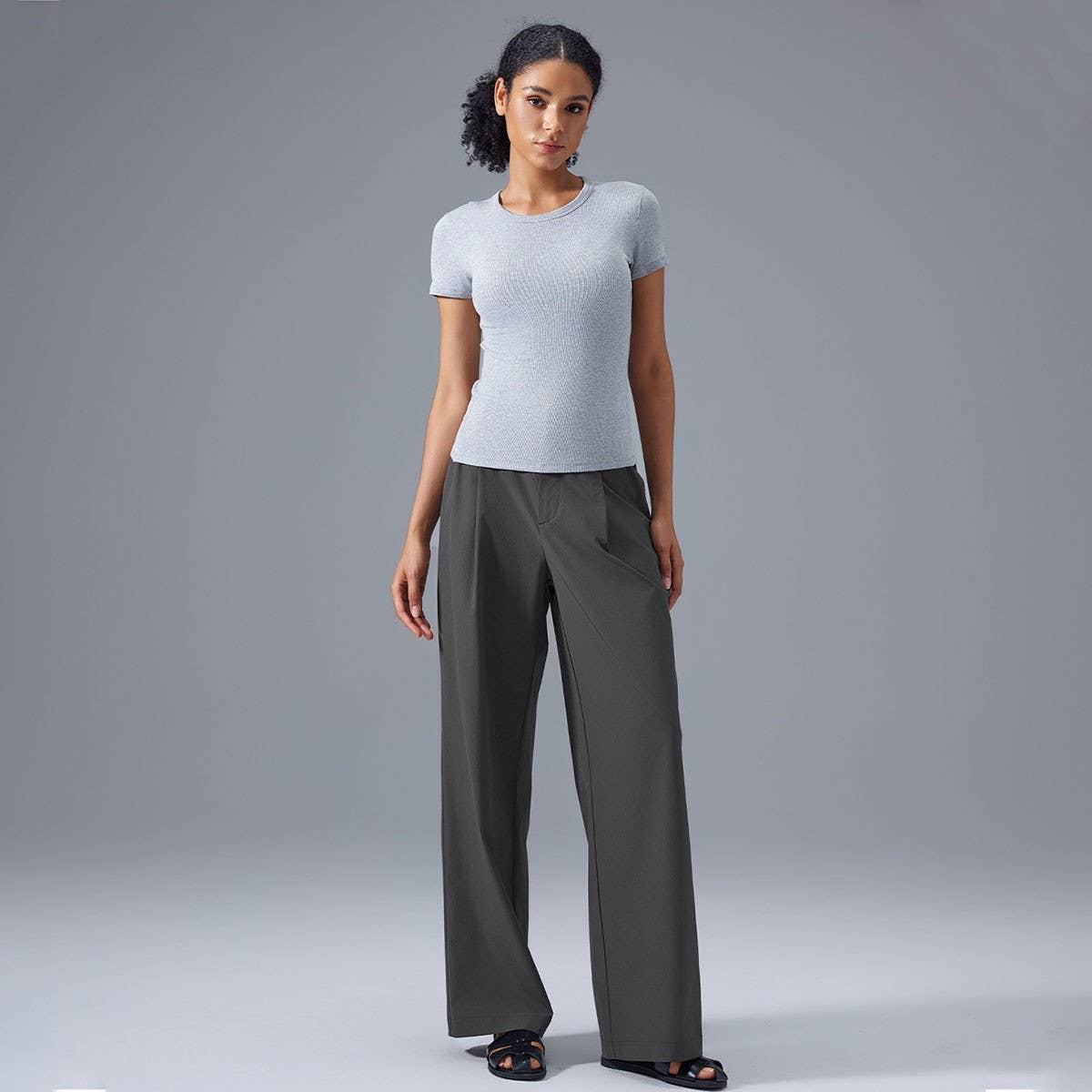 High Waist Drapey Wide-Leg Suit Pants for Women
