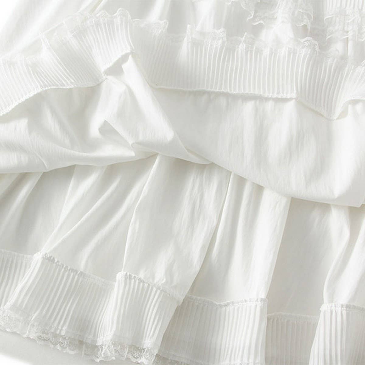 Lace Patchwork Ruffle Hem High-Waist Maxi Skirt