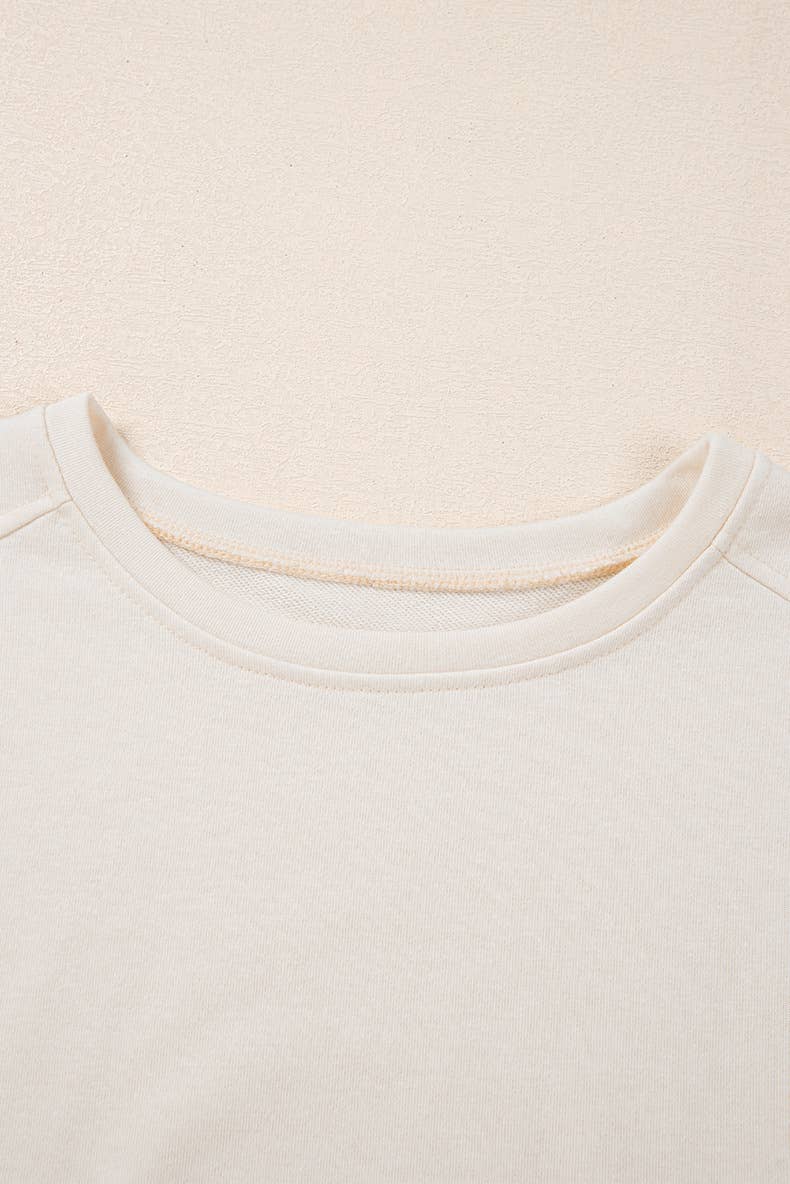 Stylish crew neck studded bubble sleeve pullover