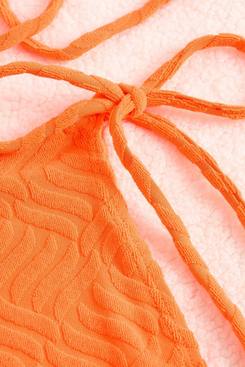 CWMW0873_SOLID COLOR BIKINI THREE PIECE SET