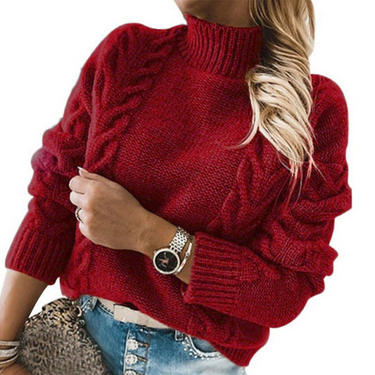SOLID COLOR TURTLENECK LONG-SLEEVED SWEATER