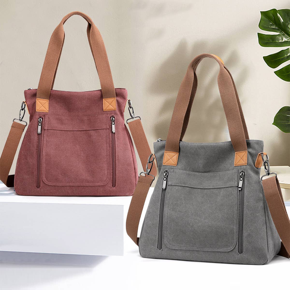 SIMPLE TRAVEL CANVAS SHOULDER CROSSBODY BAG_CWAB1292