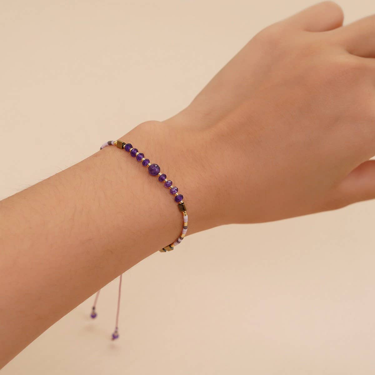 RICE BEAD HAND-WOVEN SEMI-PRECIOUS STONE BRACELET