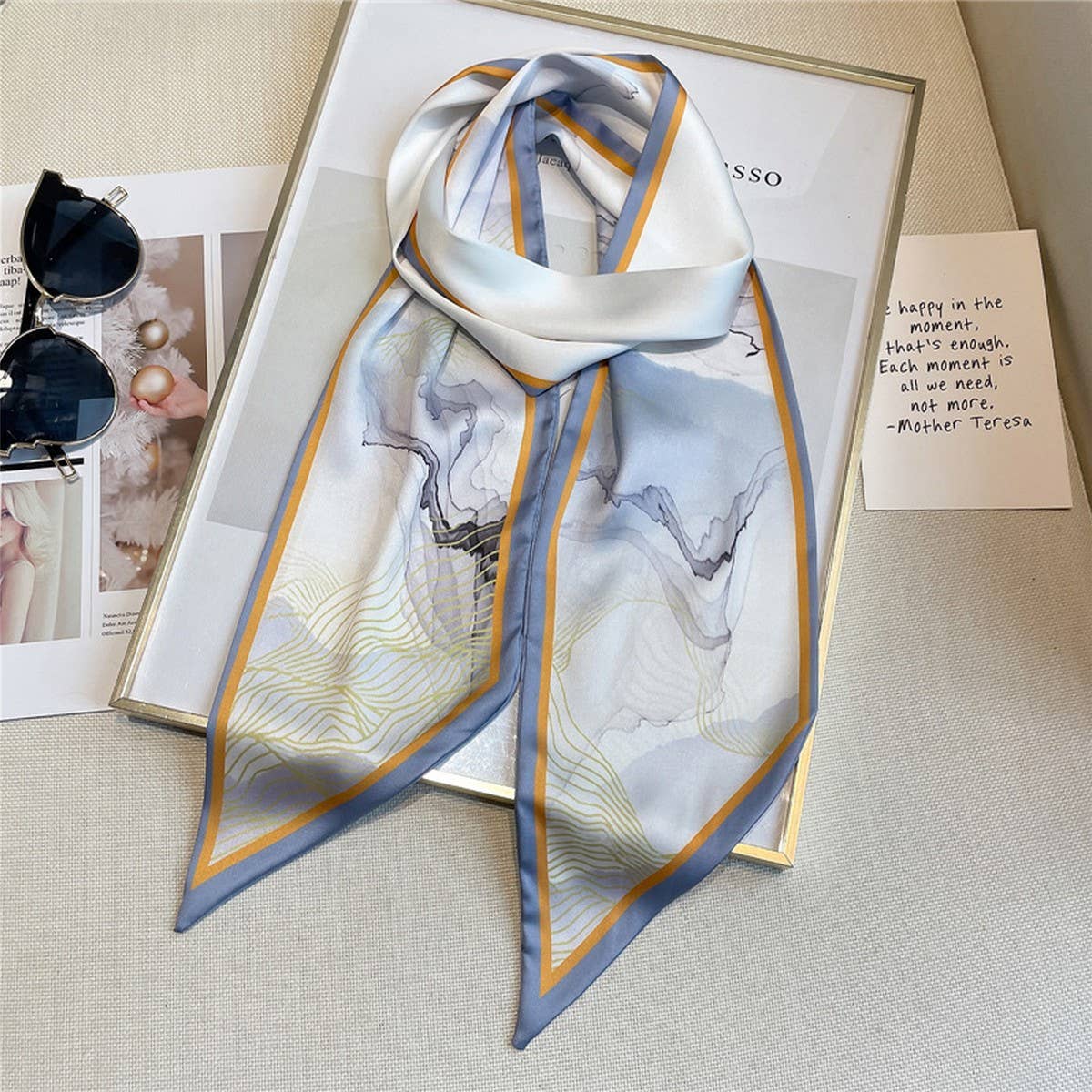IMITATION SILK RIBBON BEVEL WIDE COLLAR HEAD SCARF