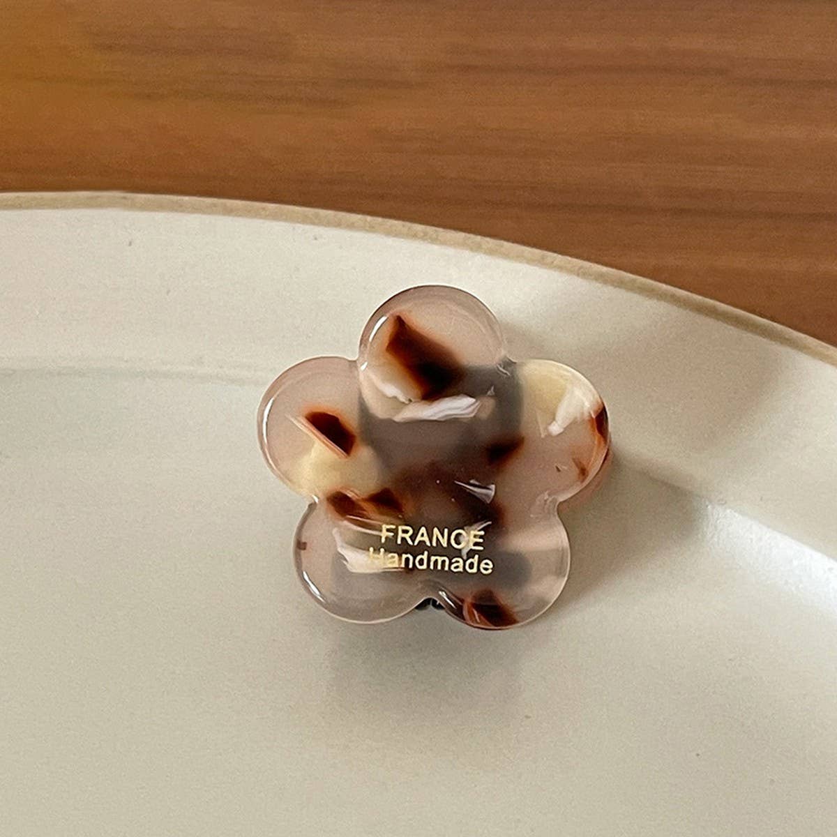 Ink Brown Floral Mini Hair Claw - Retro Bang Clip