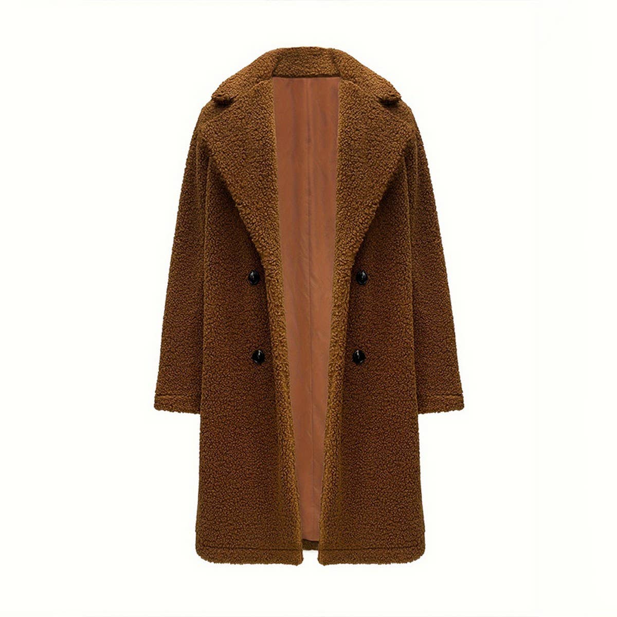 Warm long coat with large lapel fur