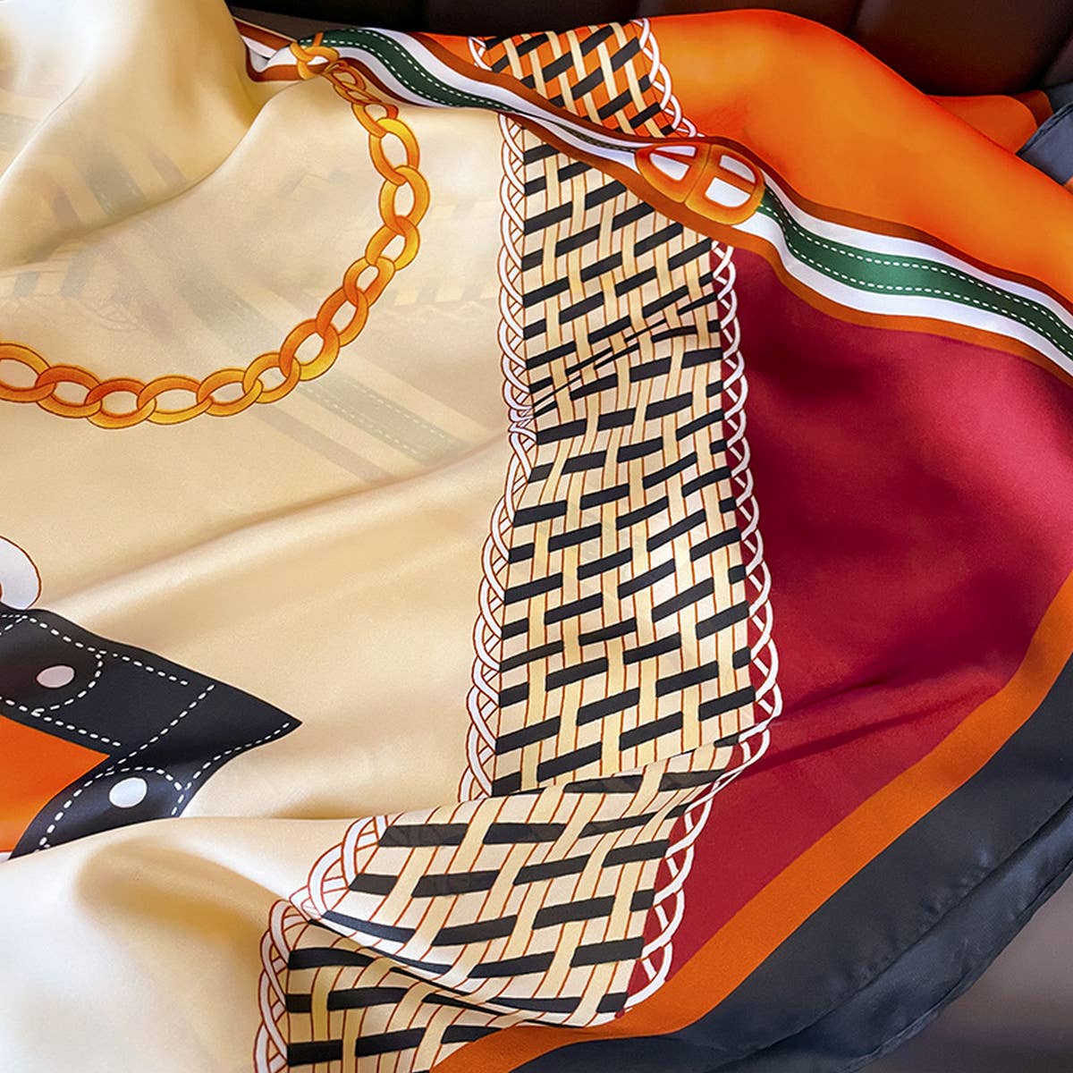 French Style Long Satin Scarf for Fall Layering