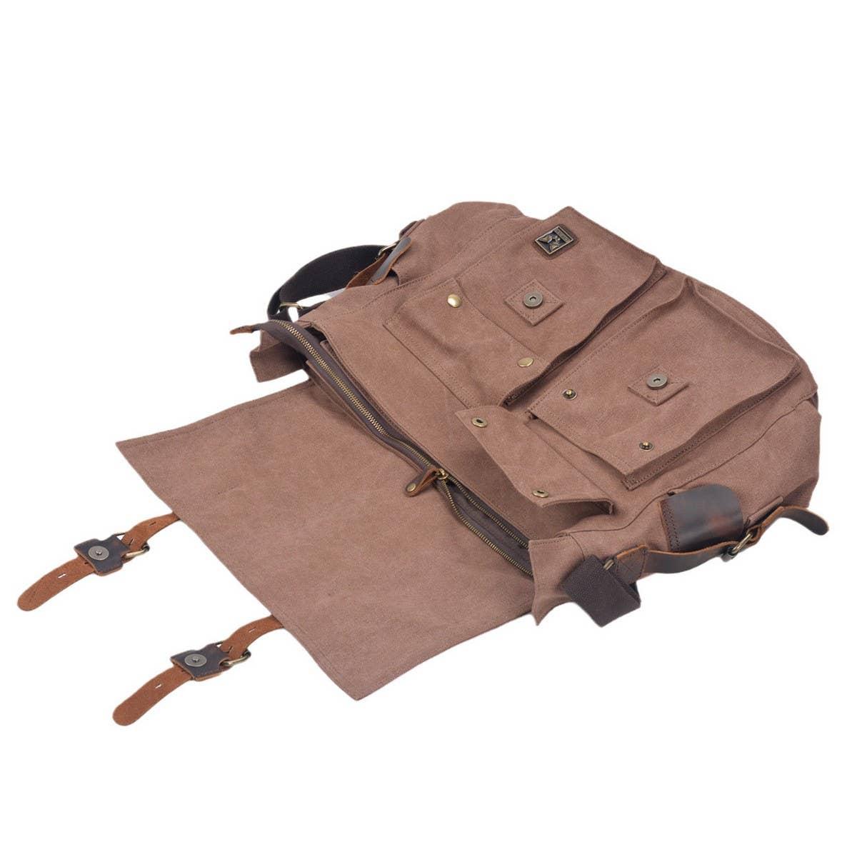 Vintage Canvas Leather Laptop Satchel for Men_CWAB5567