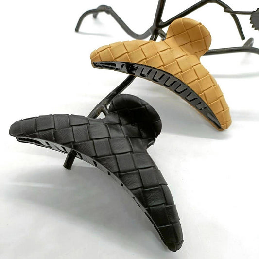 Elegant Woven Lattice PU Leather Hair Claw