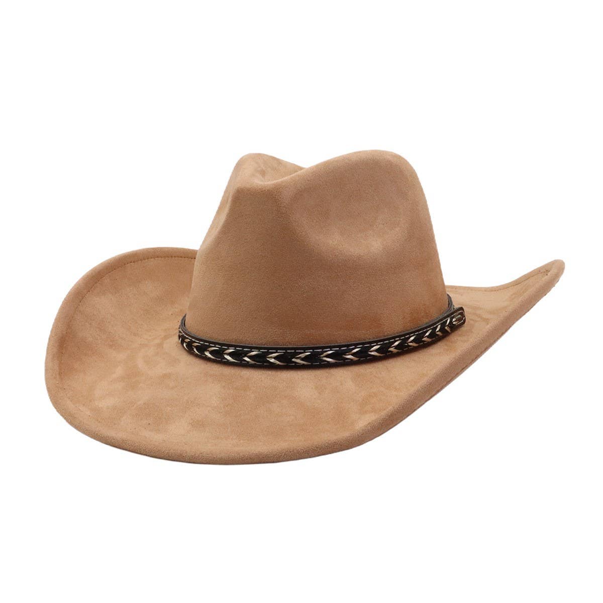 Unisex Western Suede Cowboy FedoraHat Ethnic Style_CWAH04398