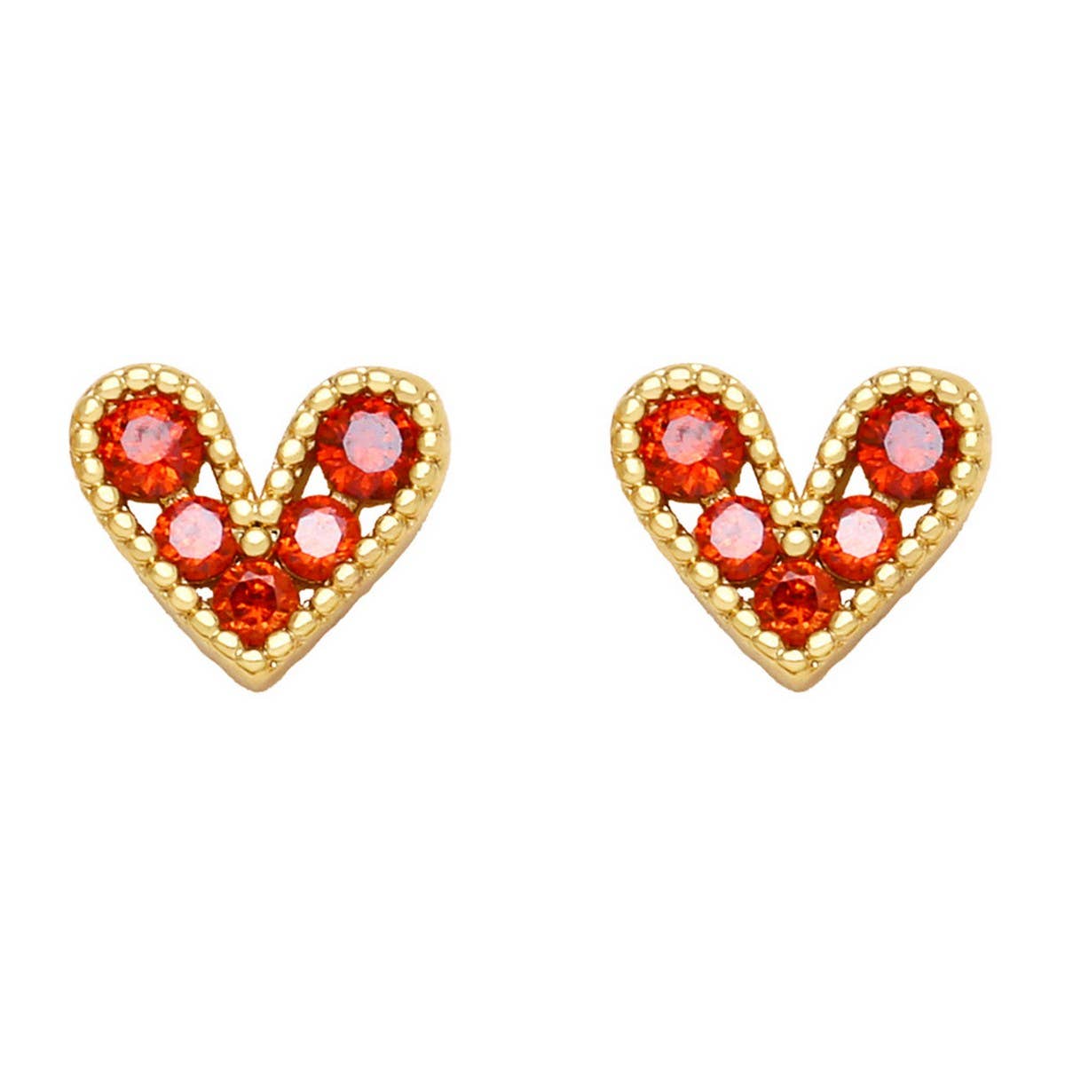 MINI COLORED ZIRCON HEART SHAPED EARRINGS