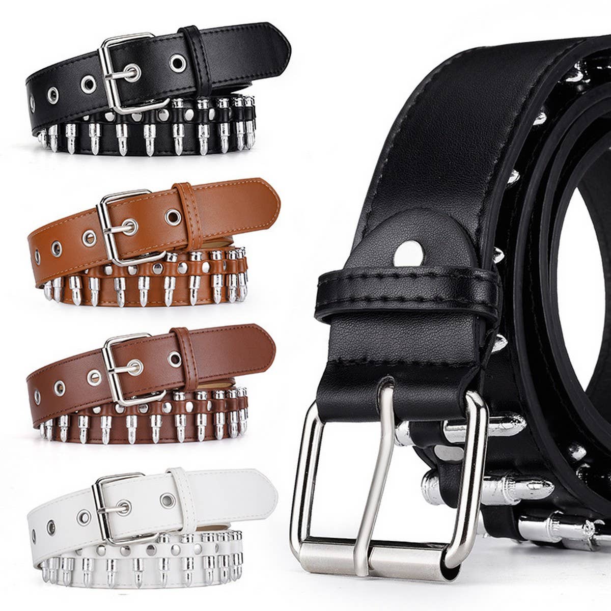 BULLET-HEAD OBI PUNK STYLE LADIES PERSONALITY BELT_CWMM0763