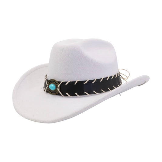 Western Ethnic Wool Fedora Hat Jazz Cowboy Style_CWAH04496