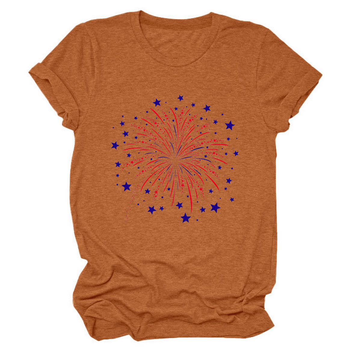 Trendy Loose Star Fireworks Graphic Tee for Women