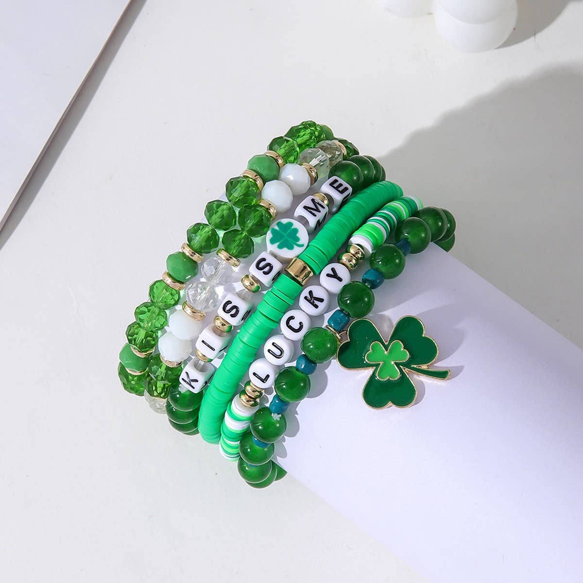 ST. PATRICK'S DAY BRACELET SET SHAMROCK PENDANT_CWMM3497