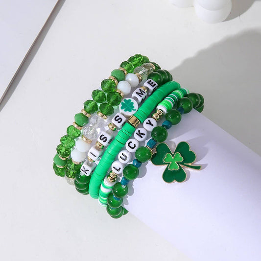 ST. PATRICK'S DAY BRACELET SET SHAMROCK PENDANT_CWMM3497
