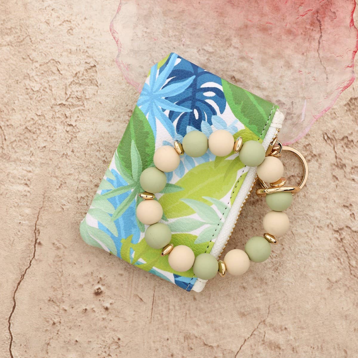 Leather Card Coin Purse Wristlet Keychain Bag_CUAB00435