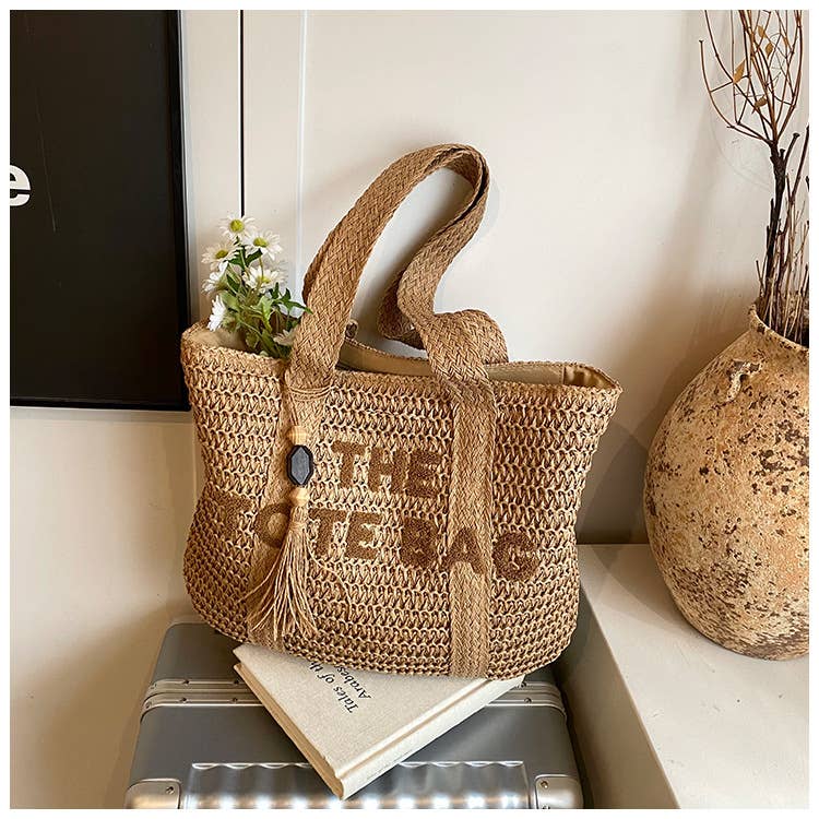 Fashionable tassel personalized casual woven bag