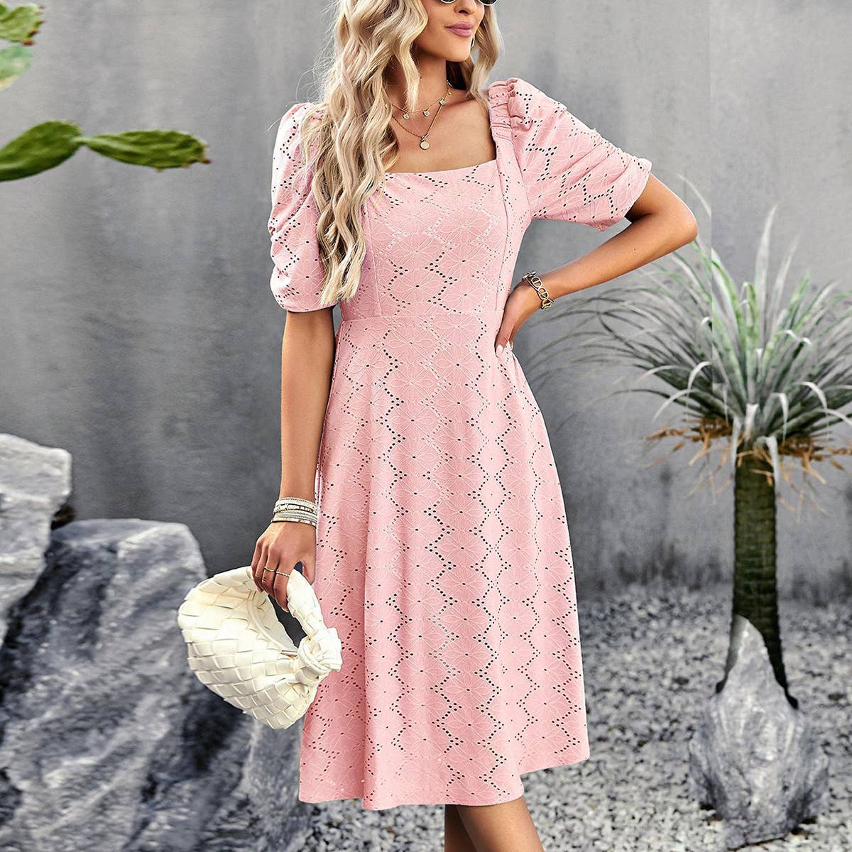 KNITTED PLEATED BREATHABLE DRESS