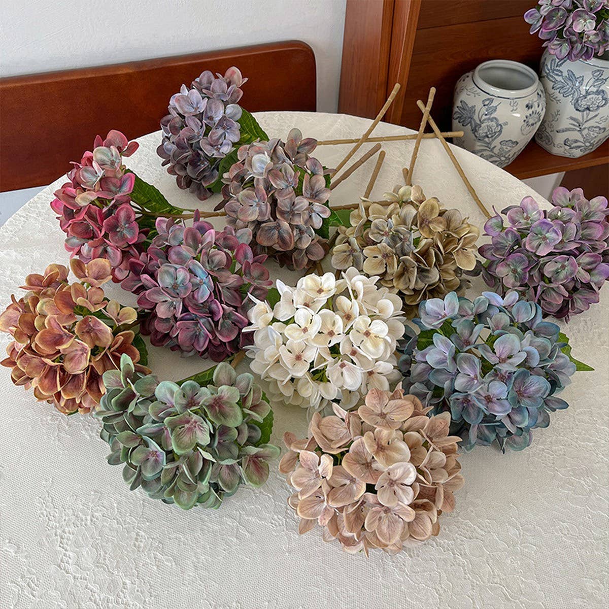 3D Printed Autumn Hydrangea Stem with 2 Leaves_CWMM6517