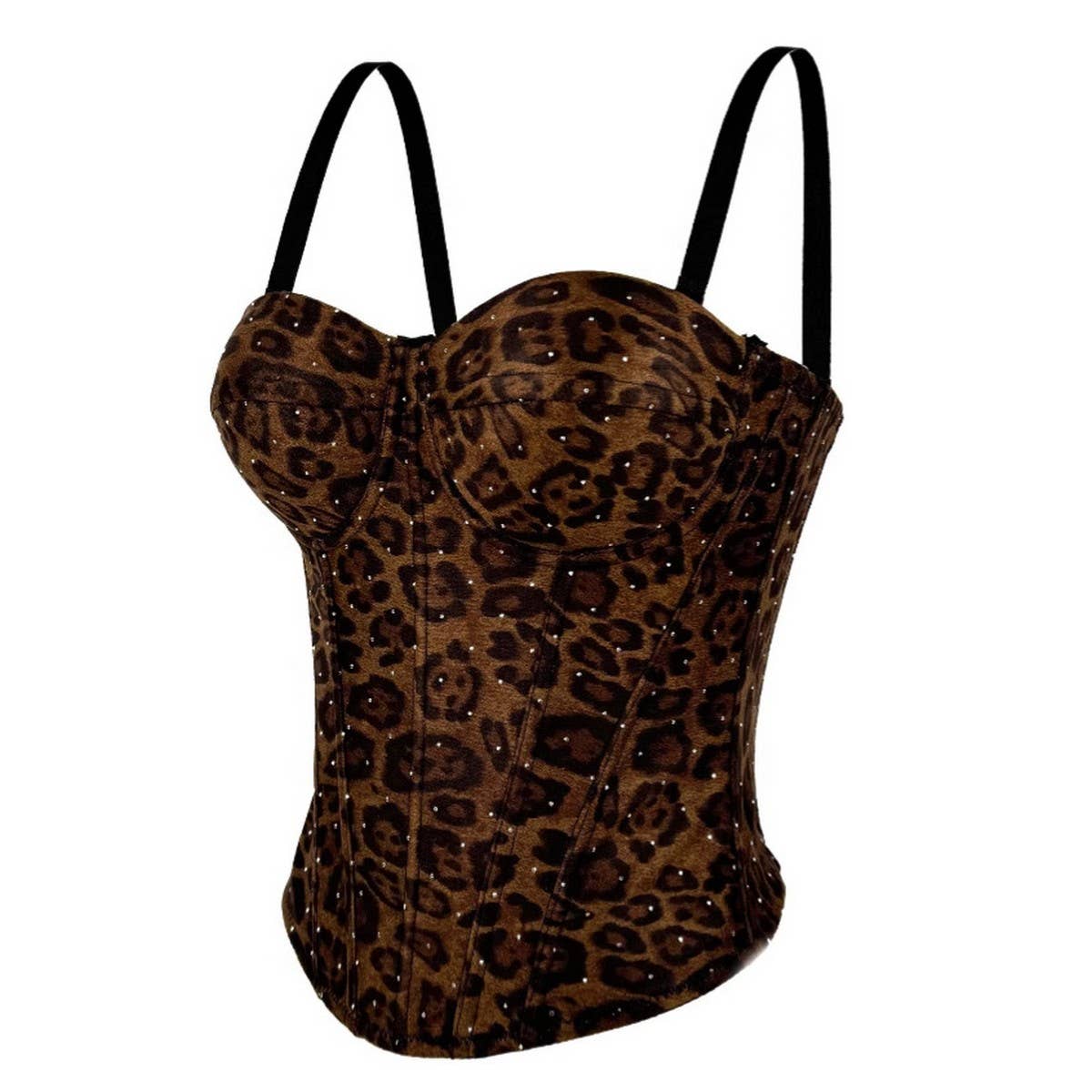 BROWN LEOPARD SUEDE PUSH-UP BODY SHAPING BRA_CWMM4130
