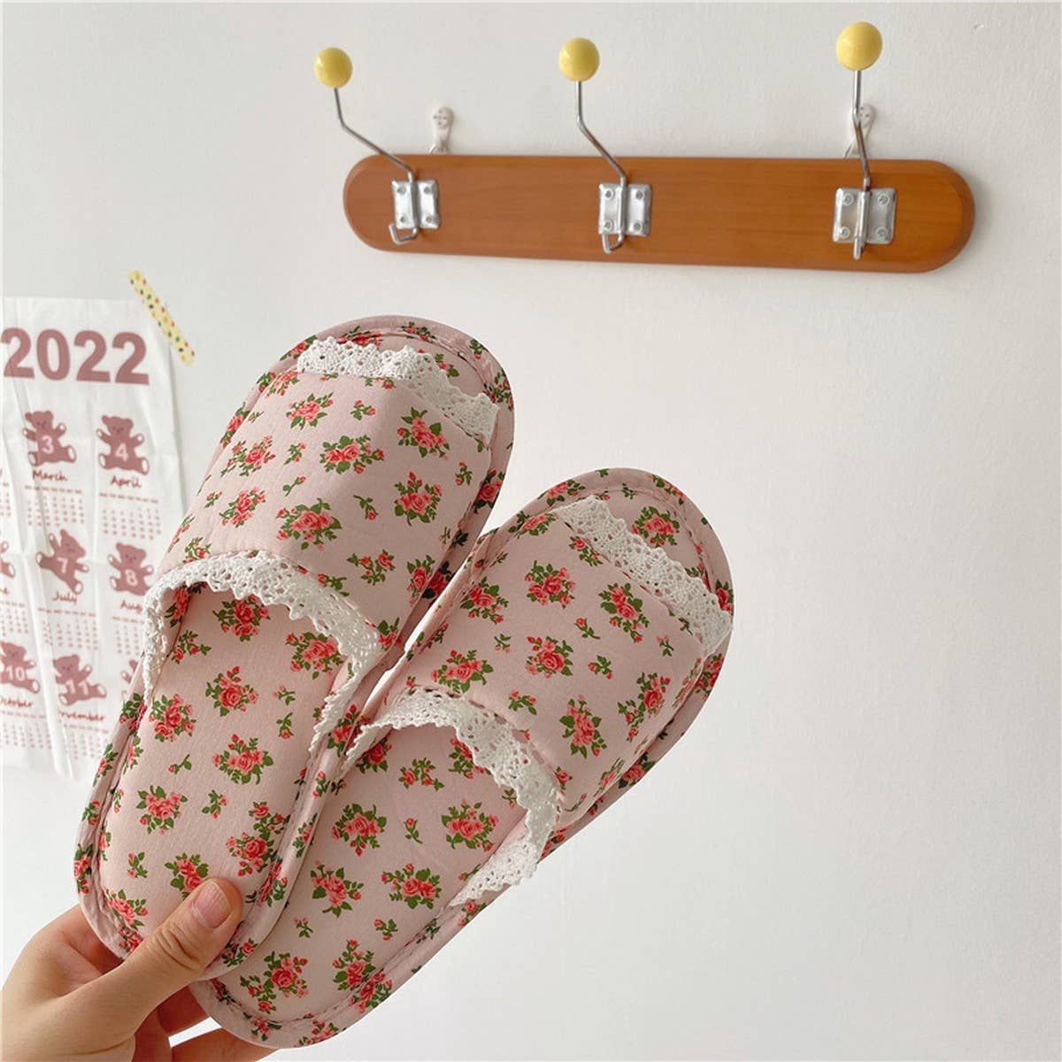 RETRO PASTORAL SMALL FLORAL LACE HOME SLIPPERS_CWMM2973