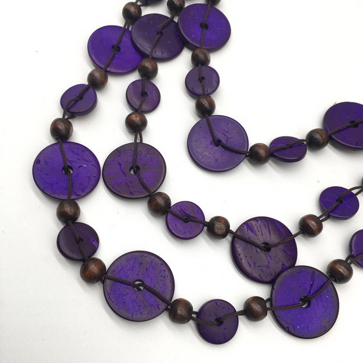 HANDMADE COCONUT WOOD BEADED MULTI-LAYER NECKLACE