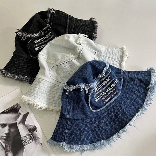 ALL-MATCH WASHED LETTER EMBROIDERED BUCKET HAT_CWAB2850