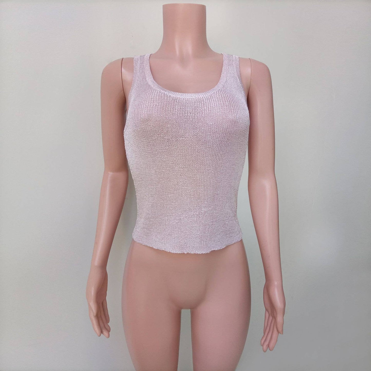 See-through slimming knitted shiny thread vest