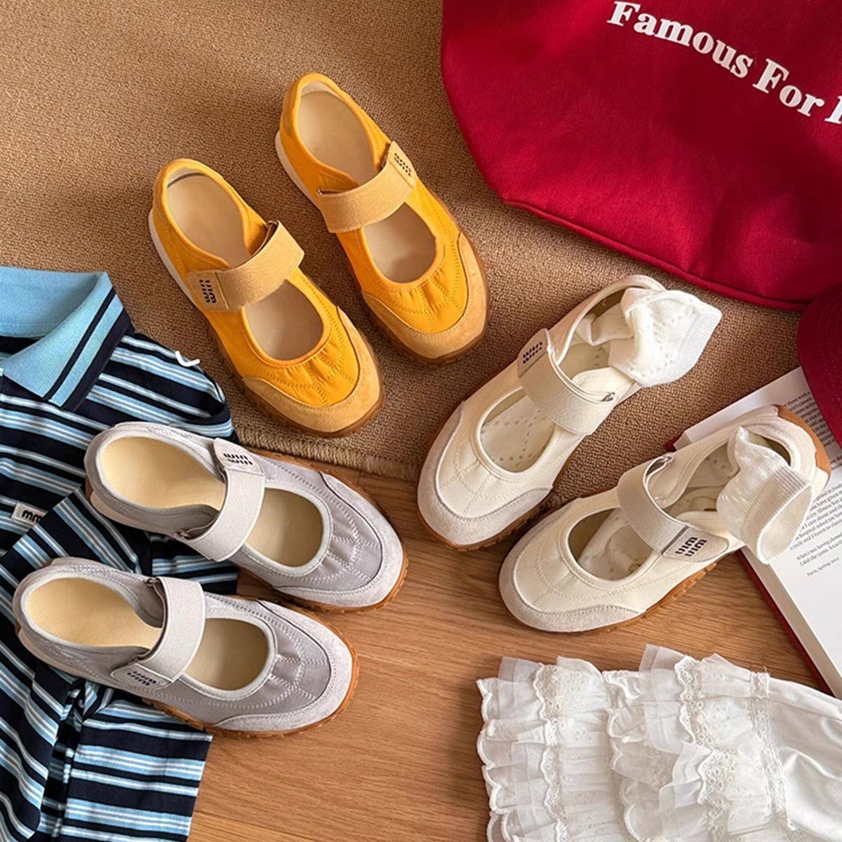 Lambskin Mary Jane Sneakers with Velcro