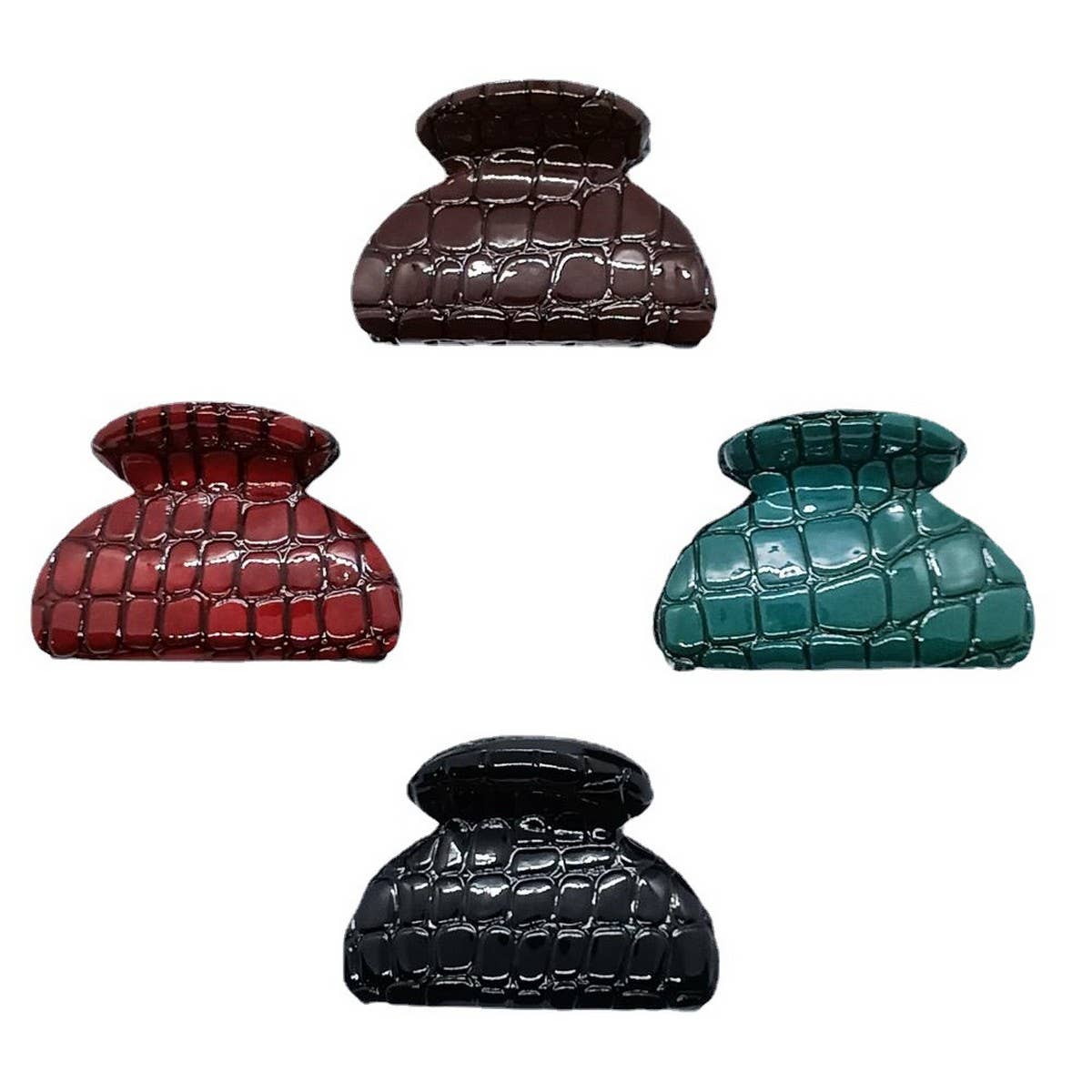 Vintage Glossy Two-Tone Croc PU Hair Claw