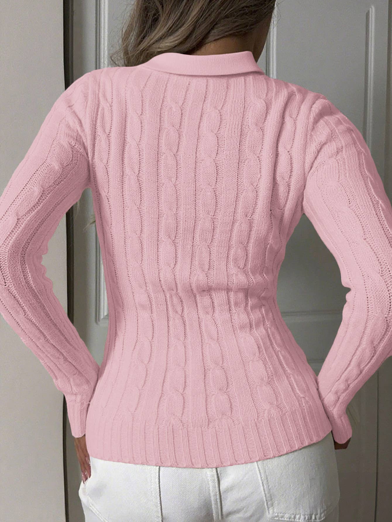 Simple long-sleeved shirt collar knitted sweater