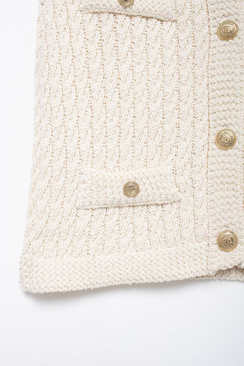 EIGHTSTRAND KNITTED CREW-NECK SINGLE-BREASTED VEST