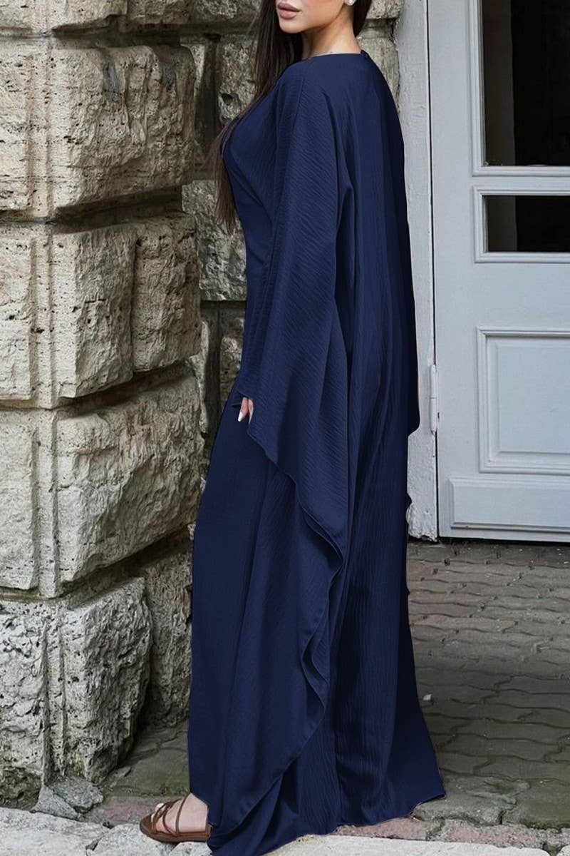 CWDMD01186_ELEGANT SOLID LONG SLEEVE EVENING DRESS