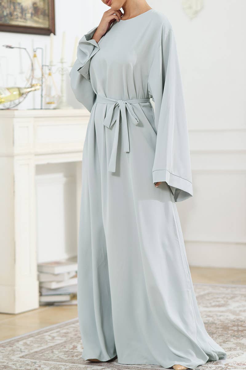 CWDMD5313_OLID COLOR CONSERVATIVE SIMPLE ROBE CASUAL DRESS