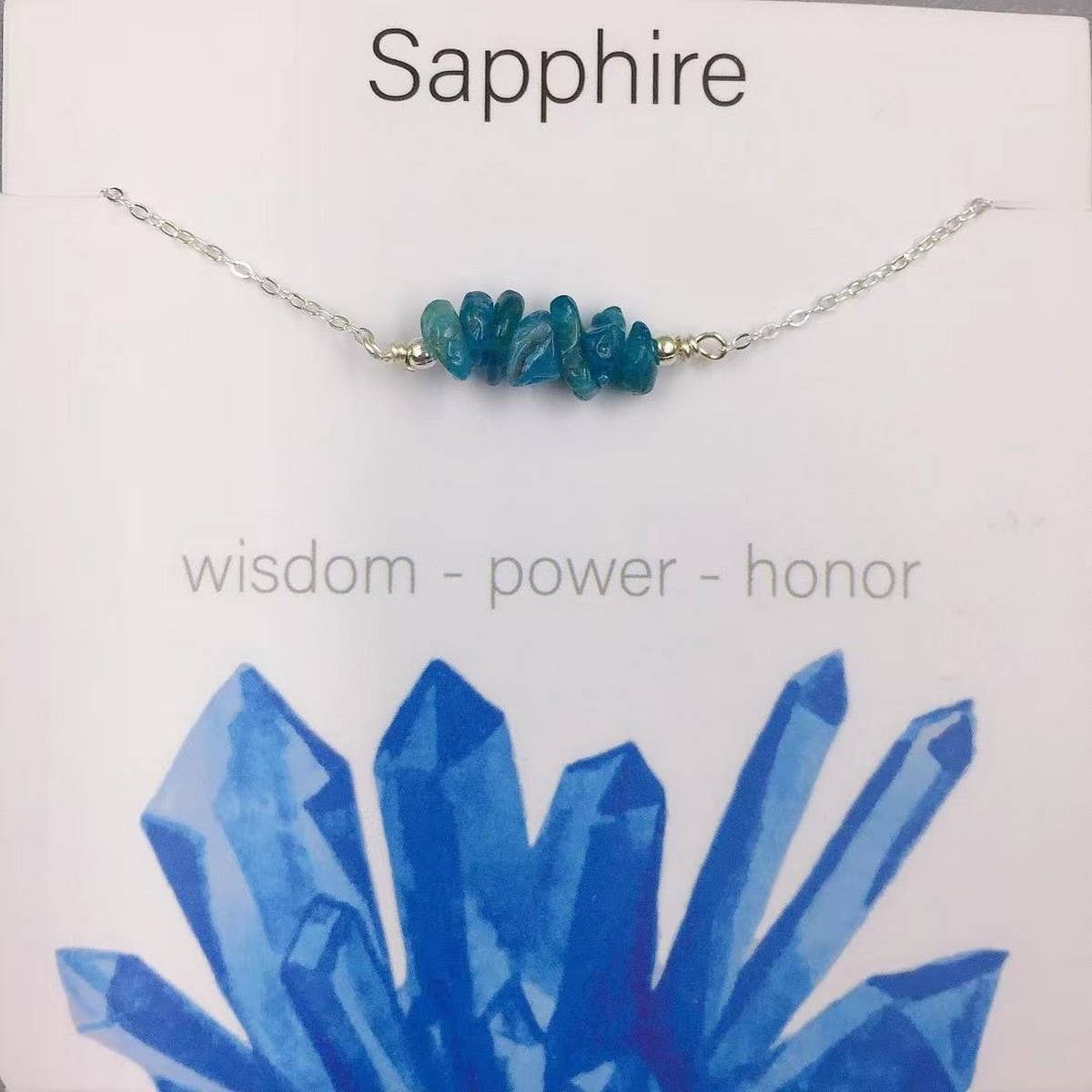 SILVER CHAIN NATURAL STONE NECKLACE WITH CARD