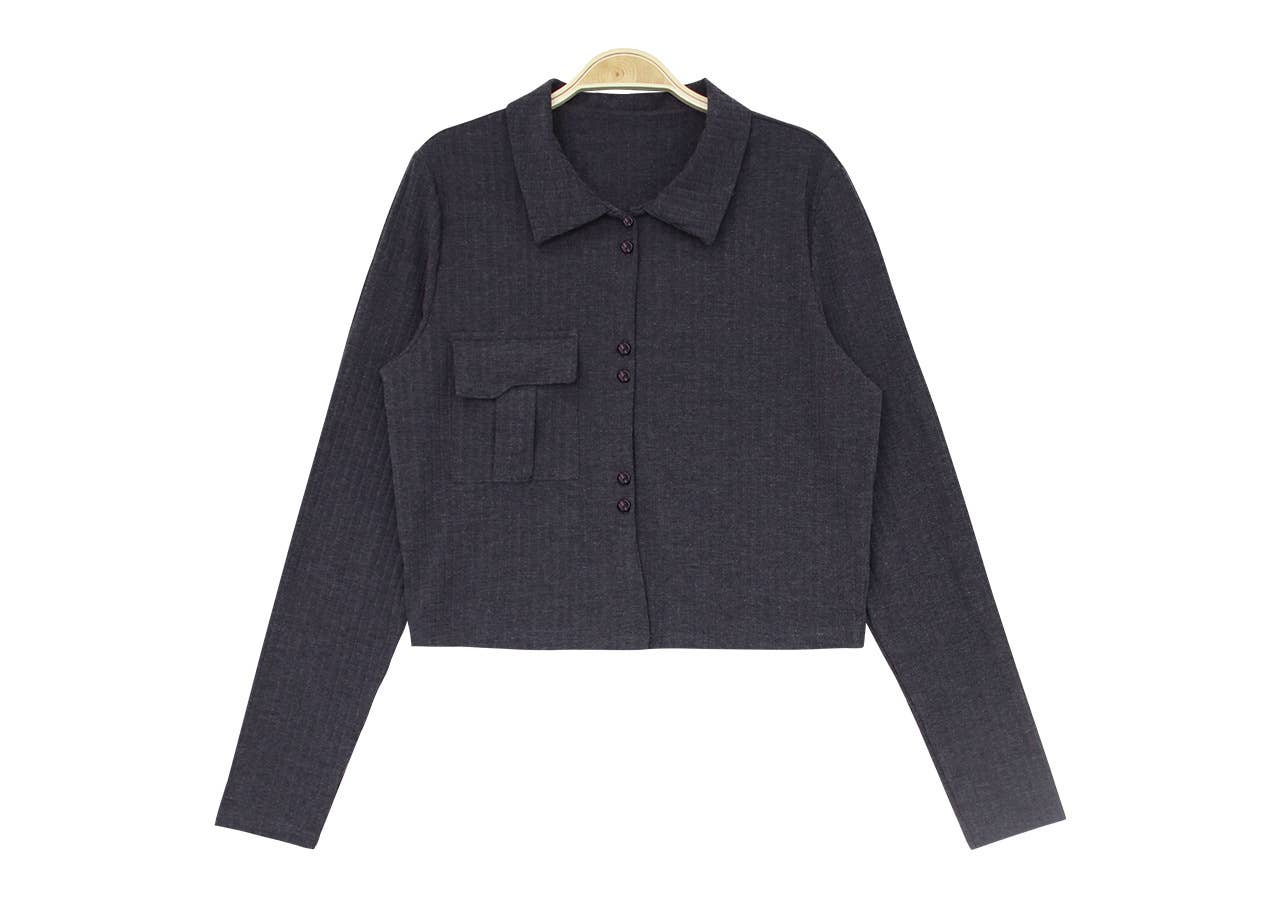 LAPEL LONG SLEEVE SLIMMING PULLOVER BASE