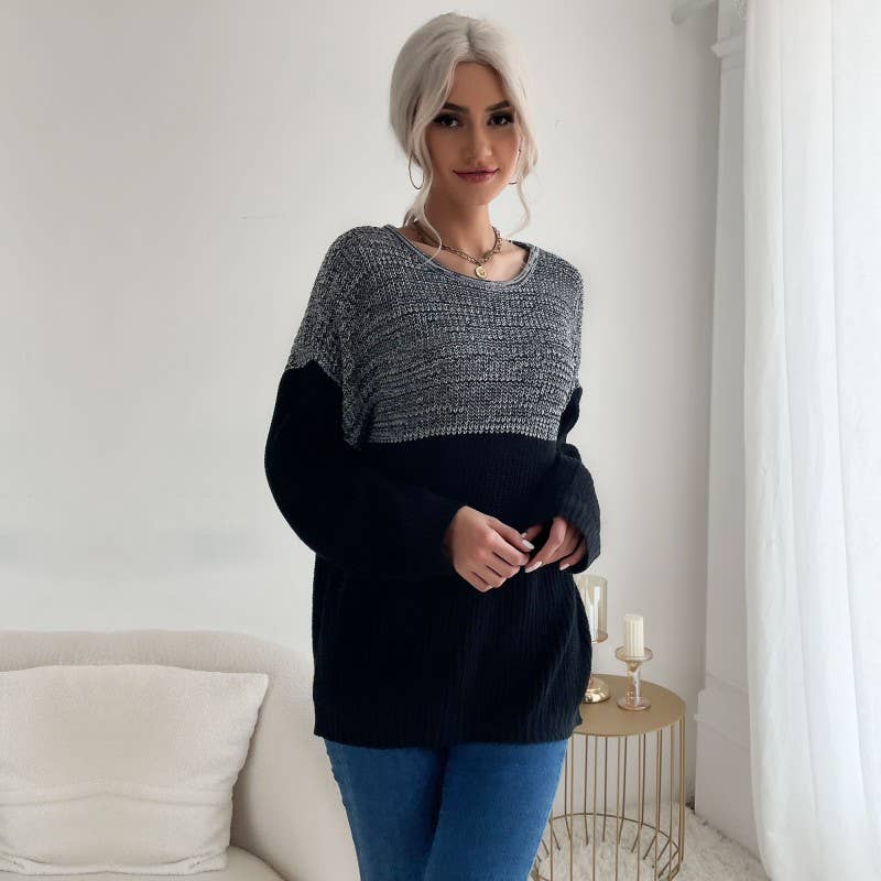 SLOUCHY SWEATER WITH CREW NECK MATCHING COLOR