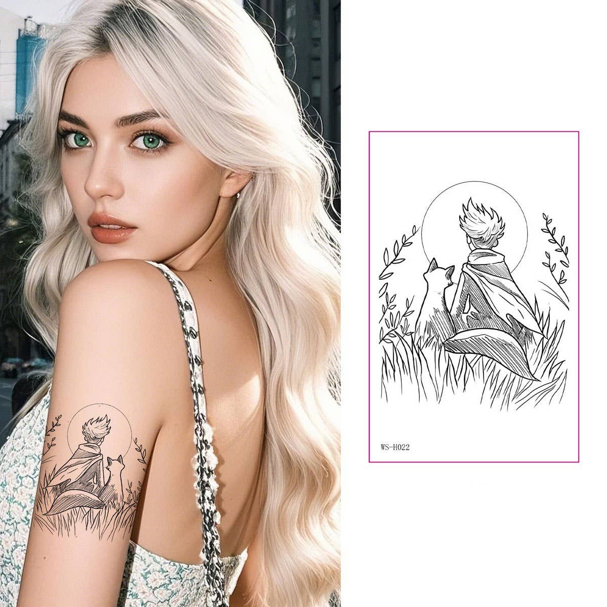 Prince Boy Rose Fox Planet Tattoo Stickers_CWMM8267