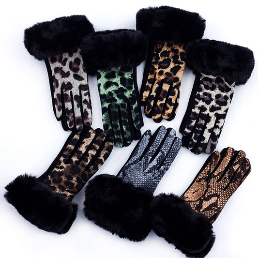 SIMPLE LEOPARD PRINT WARM BREATHABLE GLOVES_CWAG0069