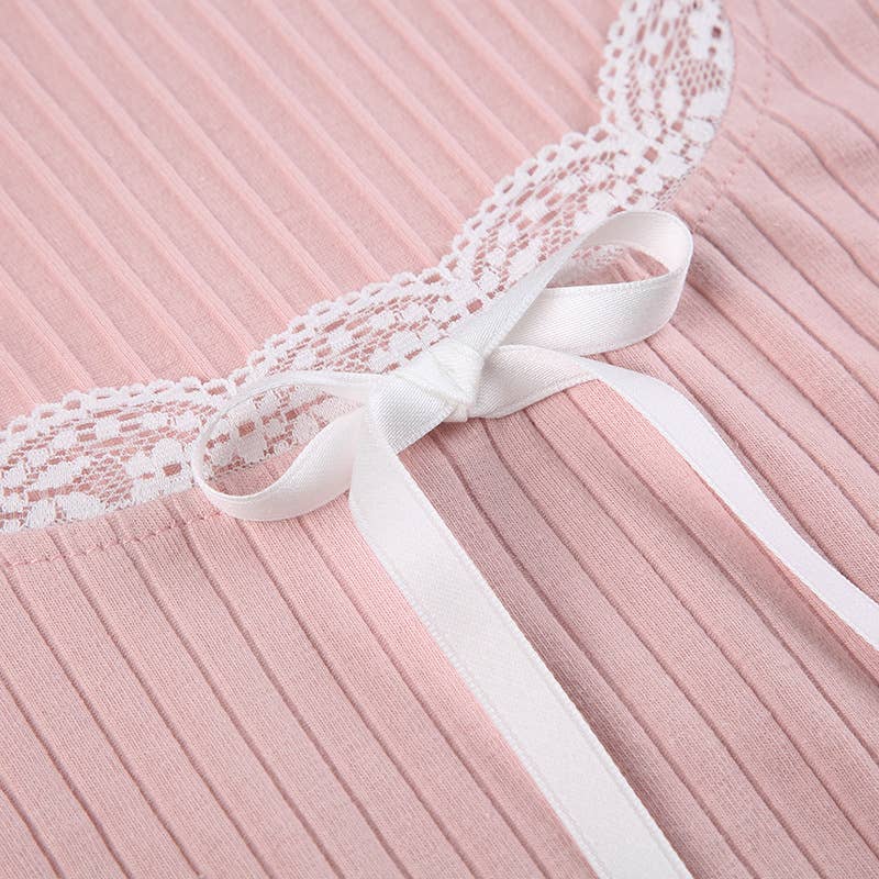 LACE EDGE DESIGN SOLID COLOR TEMPERAMENT BASE TOP