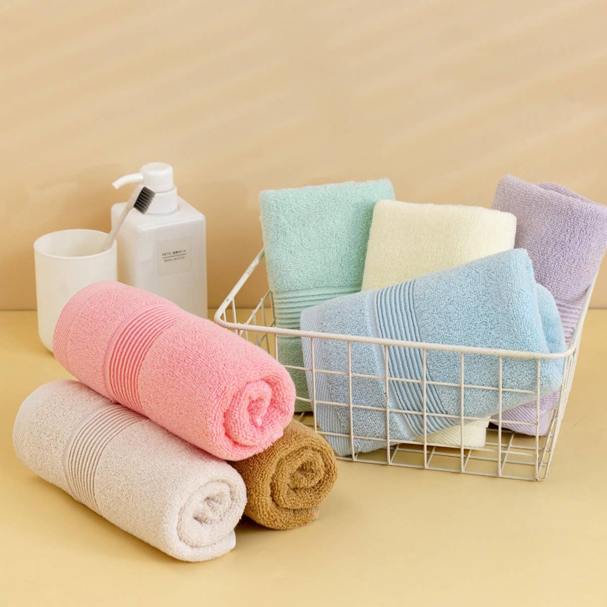 HOUSEHOLD SOLID COLOR THIN SOFT COTTON TOWEL