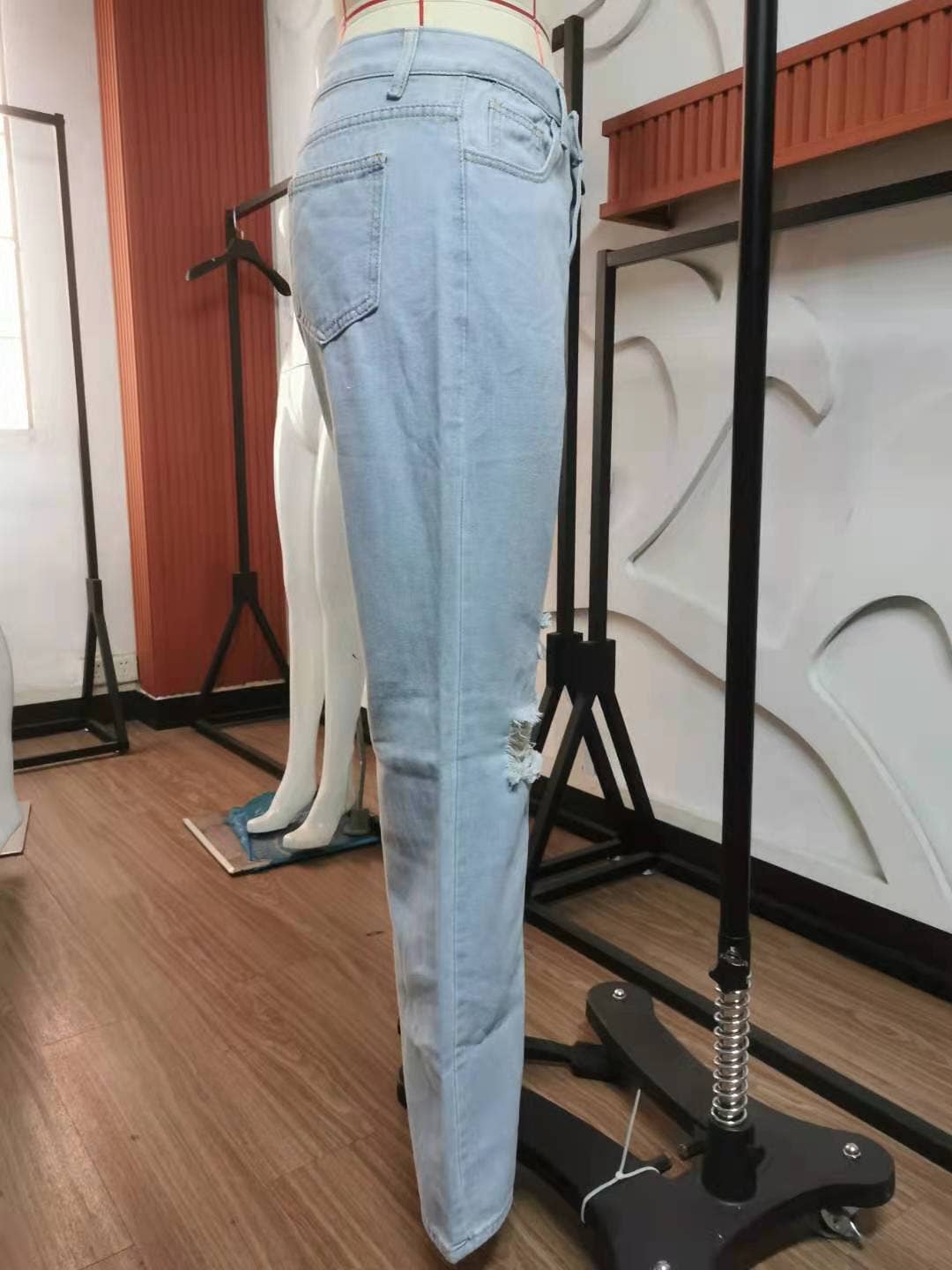 VINTAGE CASUAL RIPPED WASH DENIM PANTS