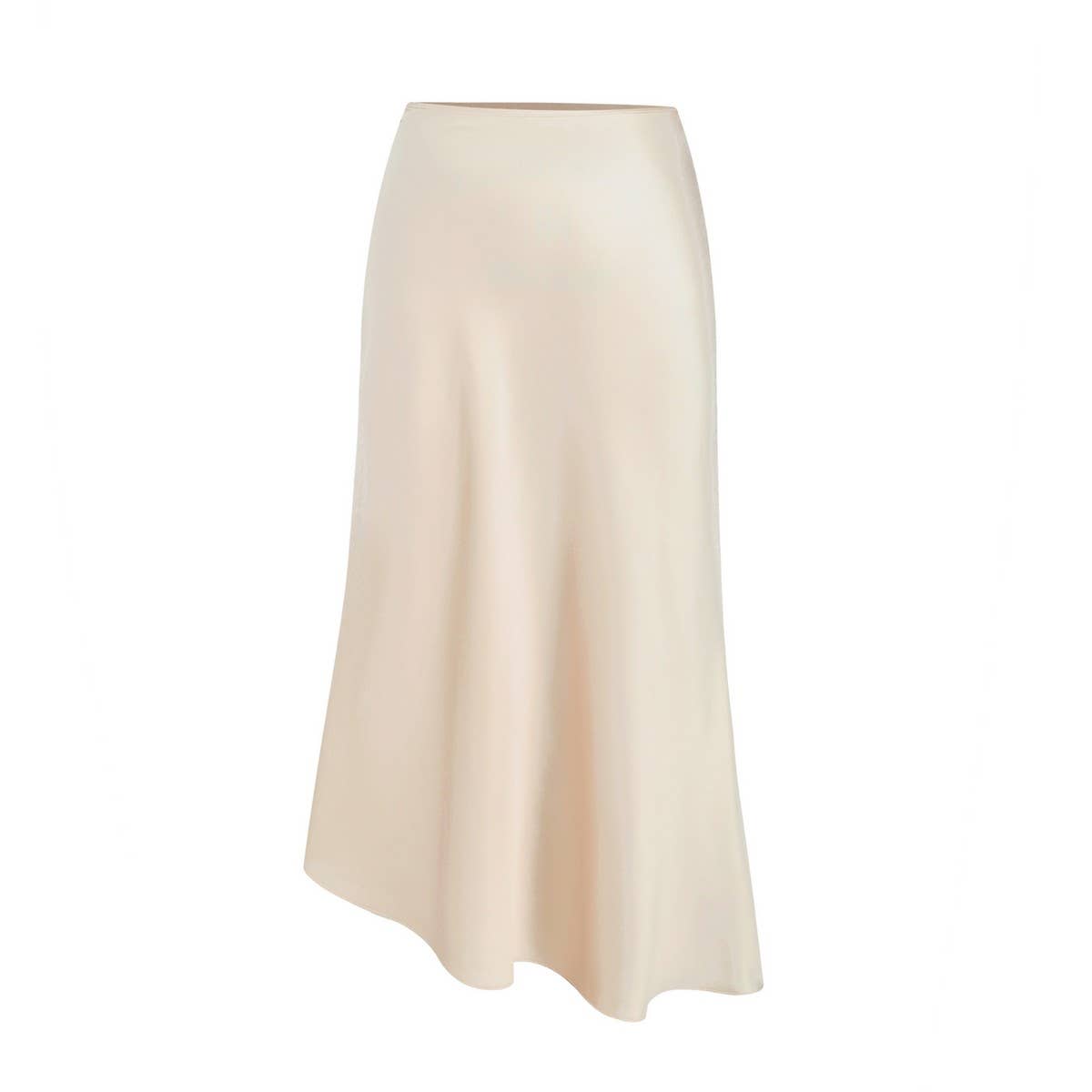 SATIN SKIRT ASYMMETRIC HIGH WAIST MAXI SKIRT