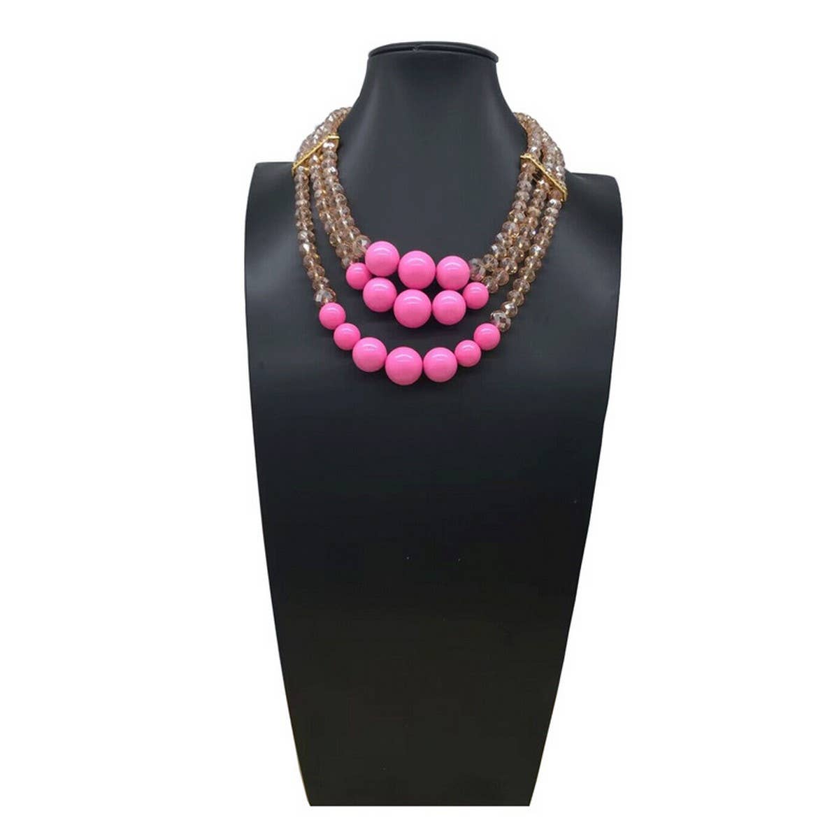 CRYSTAL ACRYLIC COLORFUL BEADS MULTI-LAYER NECKLACE