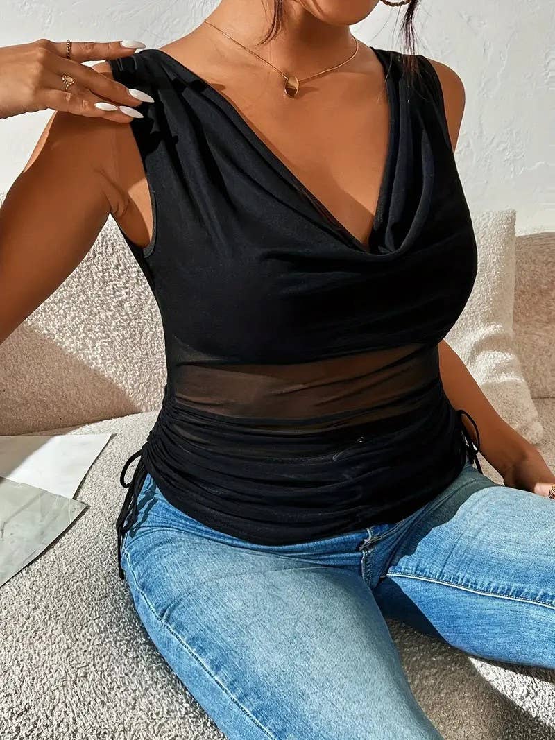 Women¡¯s sexy V-neck sleeveless crop top