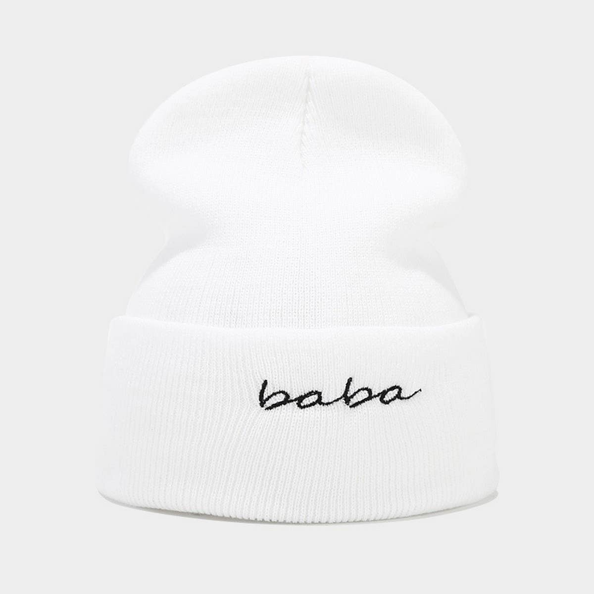 MOM  DAD COUPLE KNITTED HAT WITH LETTER EMBROIDERY_CWAH2071